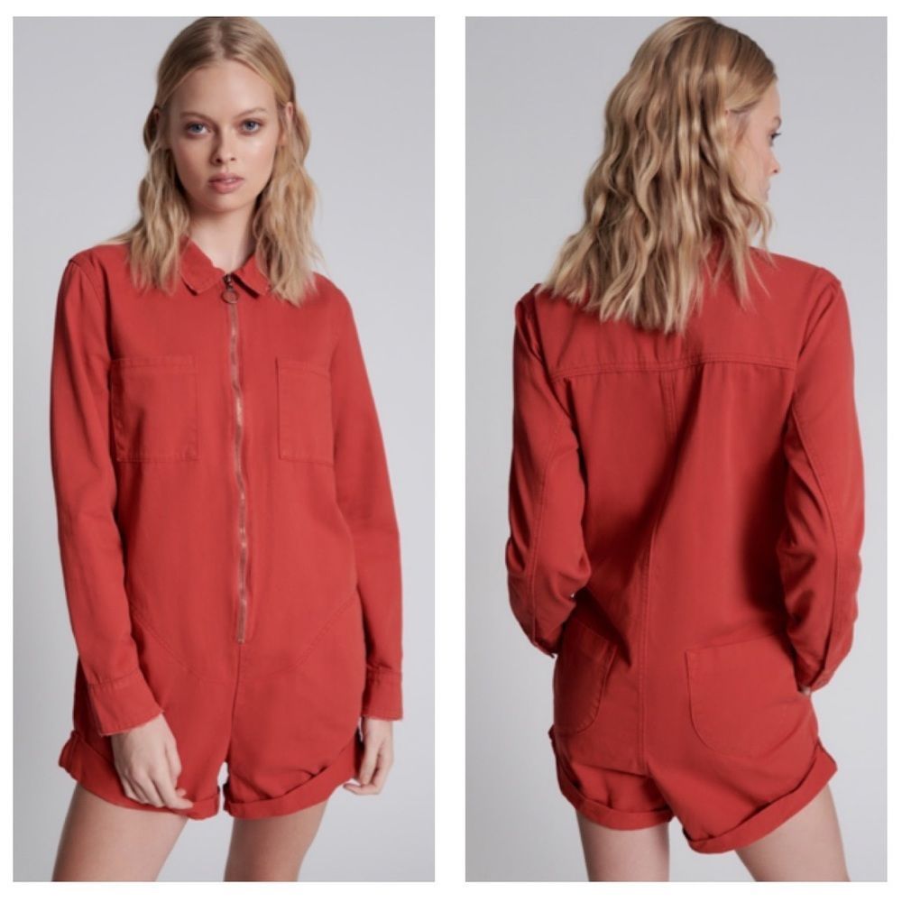 One Teaspoon Apple Red Prophecy Jumpsuit Medium